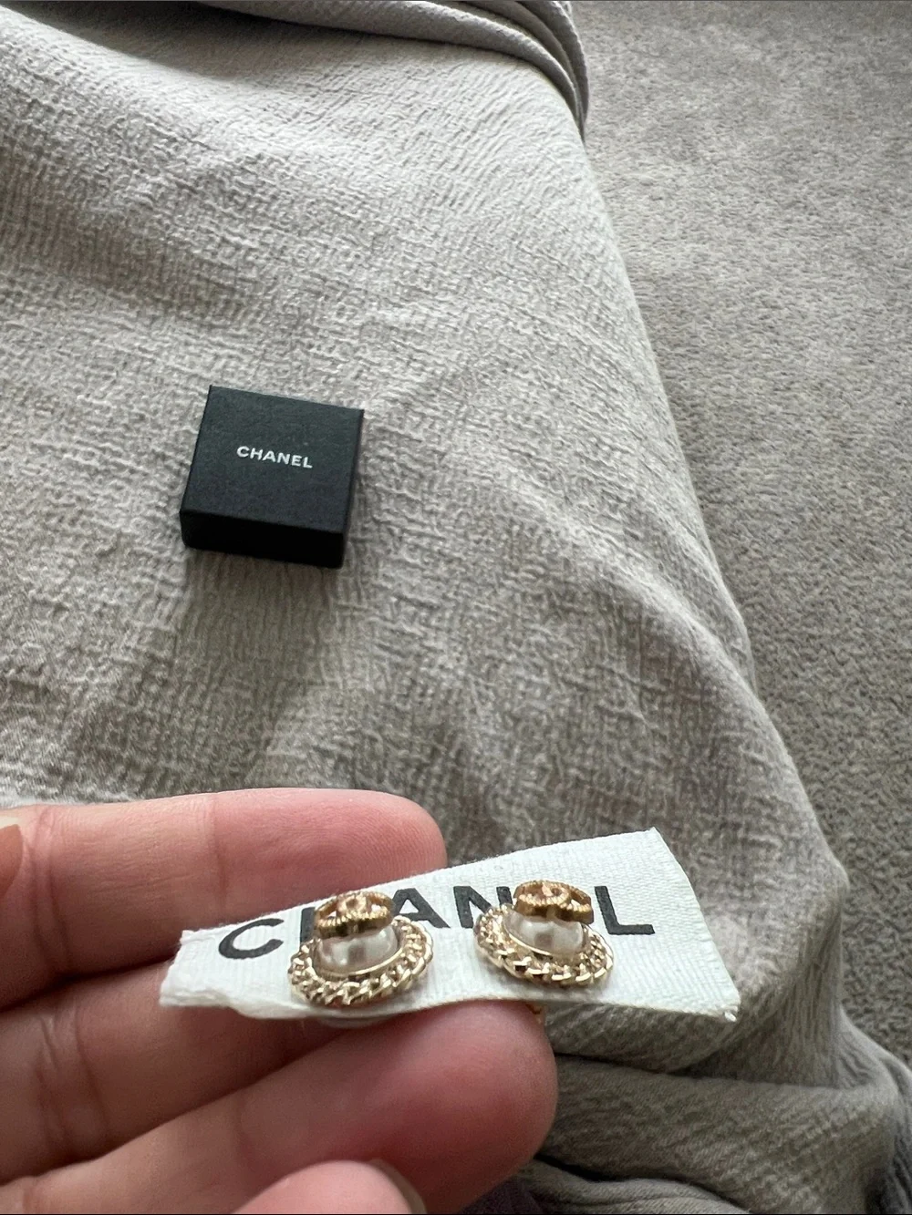CHANEL Gold CC Rope-Trim Stud Earrings repurposed buttons
